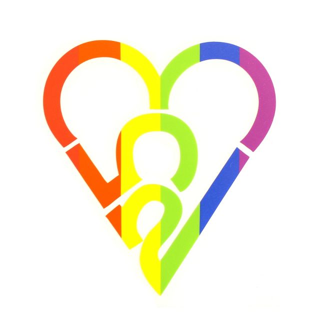 253 Heart Sticker - Rainbow (Large)